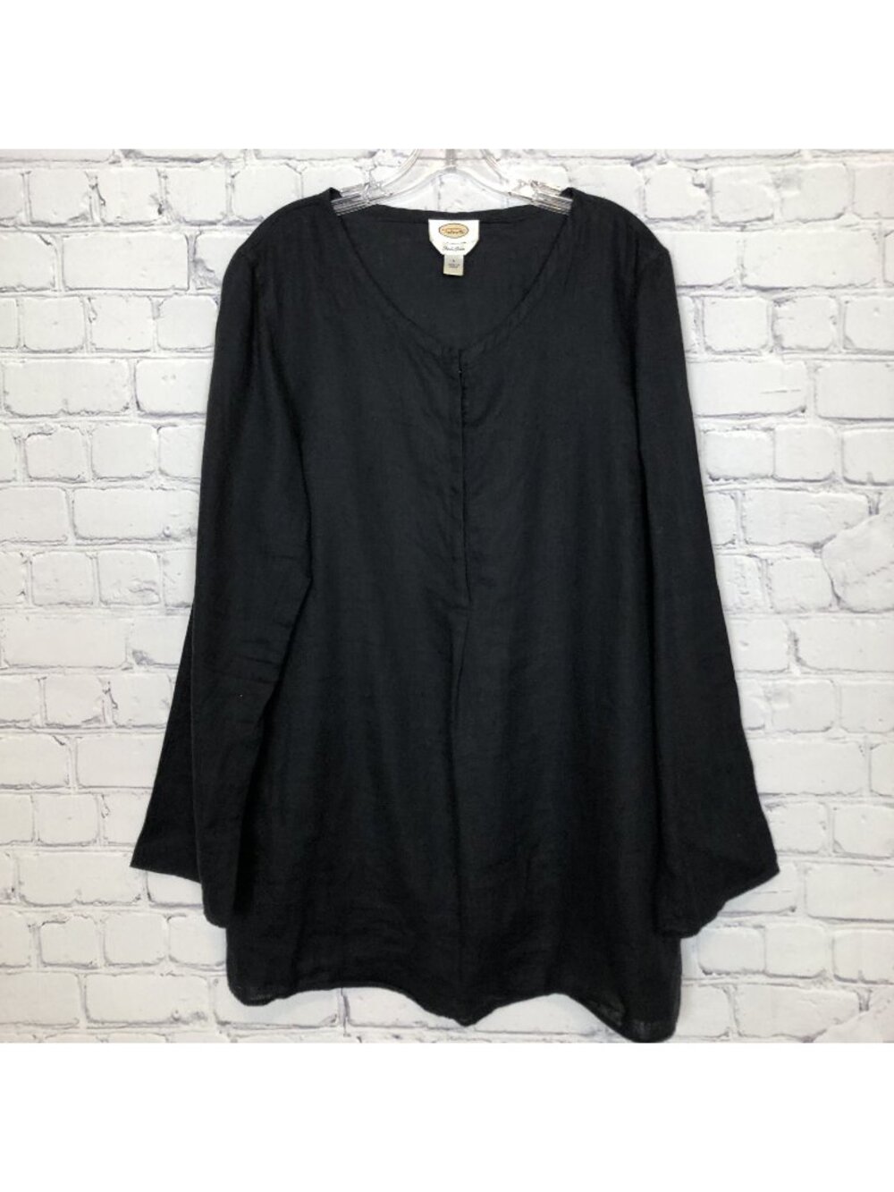 Talbot's Black 100% Irish Linen Popover Tunic Size L